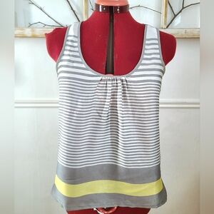 B2G1 FREE - Striped Gray and Yellow Women's Tank Top - Medium